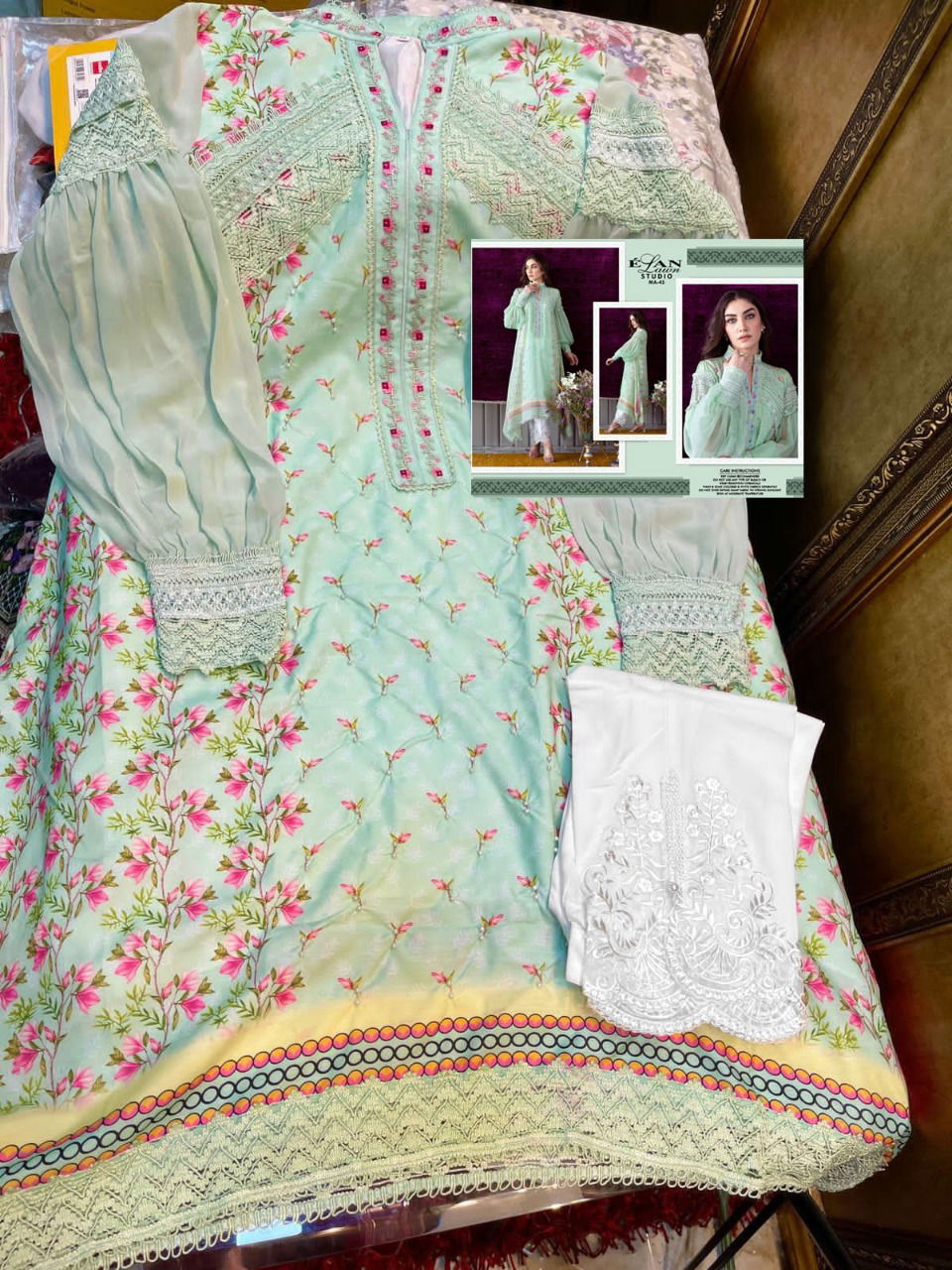 Elan Lawn Studio Ma 45 Designer Top With Bottom Collection
